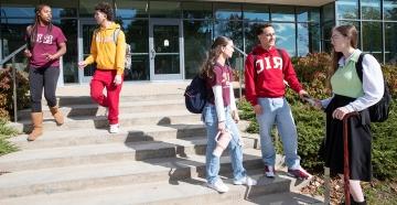 Students on the steps of Gaige Hall